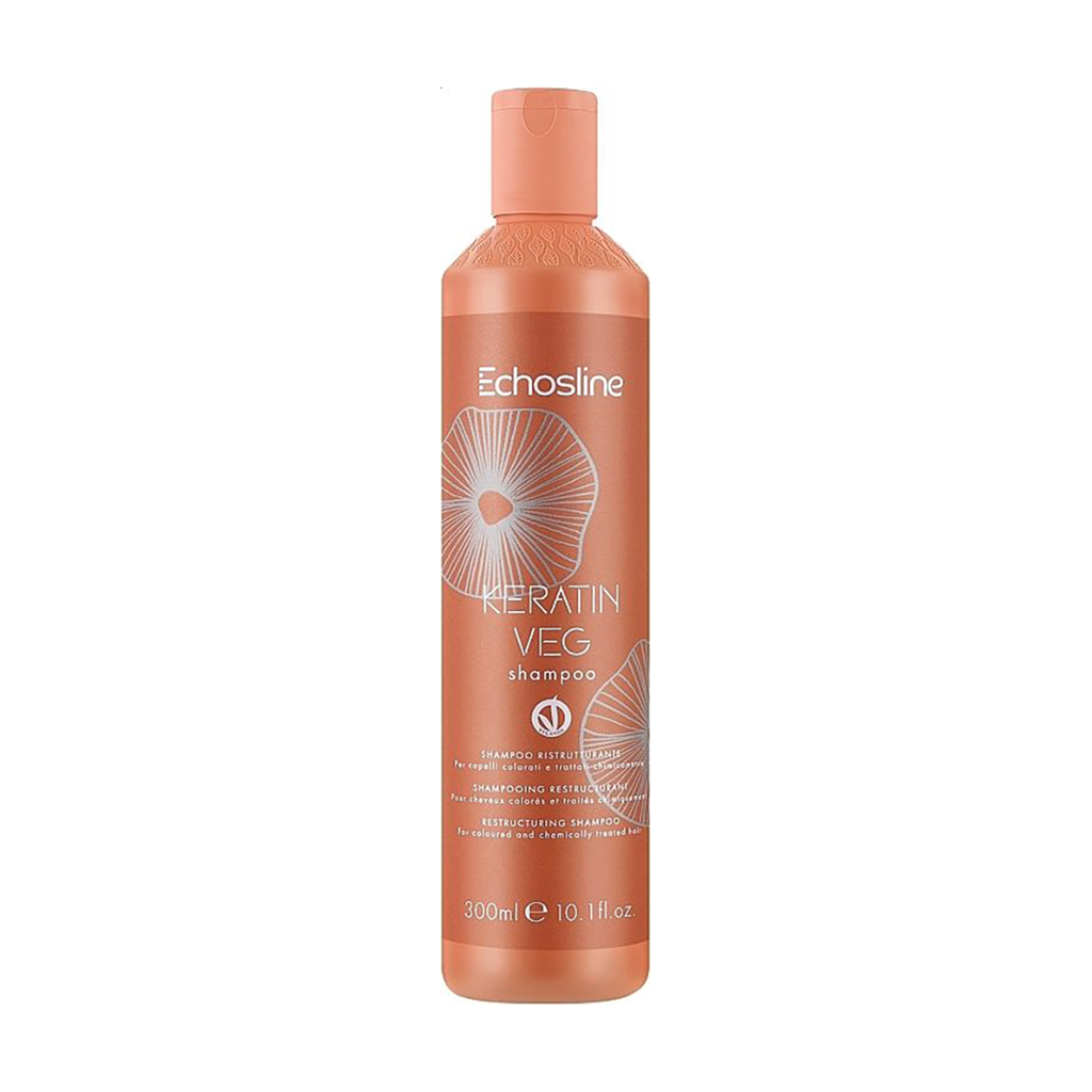 Шампунь Echosline Keratin Veg Shampoo для фарбованого та хімічно обробленого волосся, з кератином, 300 мл